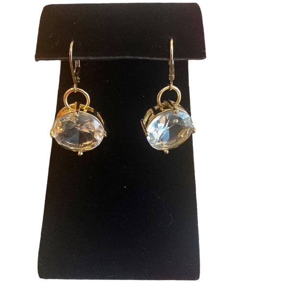 Jewelry - Gold Colored Round Rhinestone Dangling Earrings